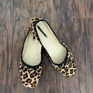 Zara leopard calf hair ballet flats size 40